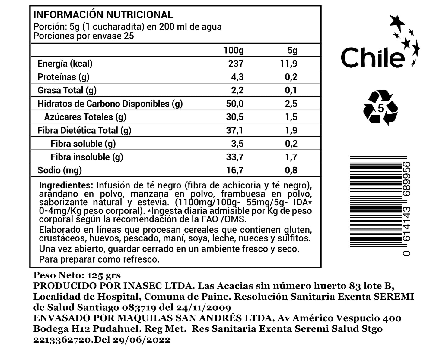 Infusión Fría en polvo Té Negro Berries