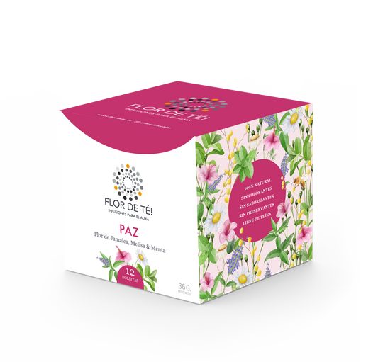 Infusión de Flor de Hibisco, Melisa, Menta y Manzana. PAZ