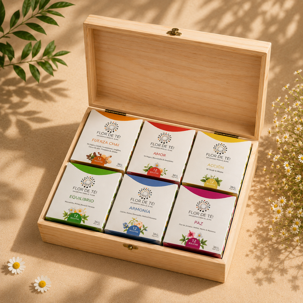 Caja de madera + 6 variedades