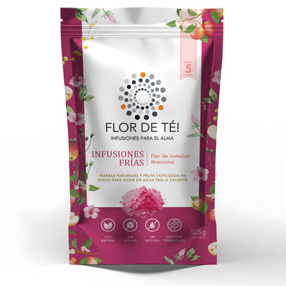 Infusión fría en polvo: Rosa de Jamaica y Manzana