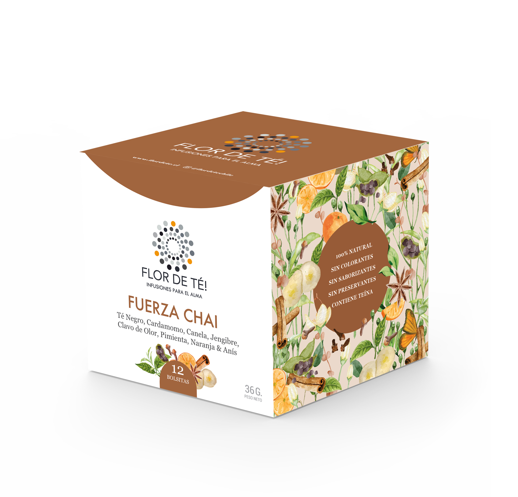 FUERZA CHAI - Té negro, mezcla de especias y cascara de naranja.