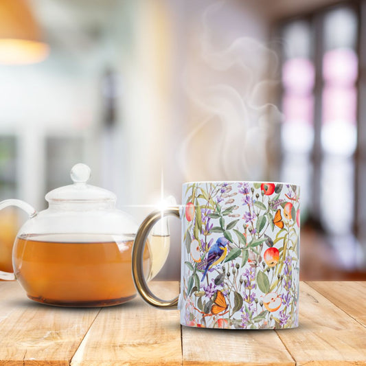 Tazón Ilustrado Pajarito de Flor de Té
